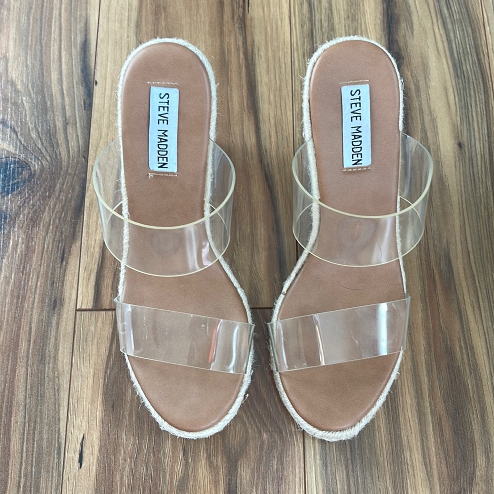 Steve Madden clear strap wedges